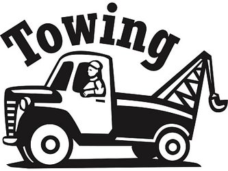 A cartoon tow truck with the word 